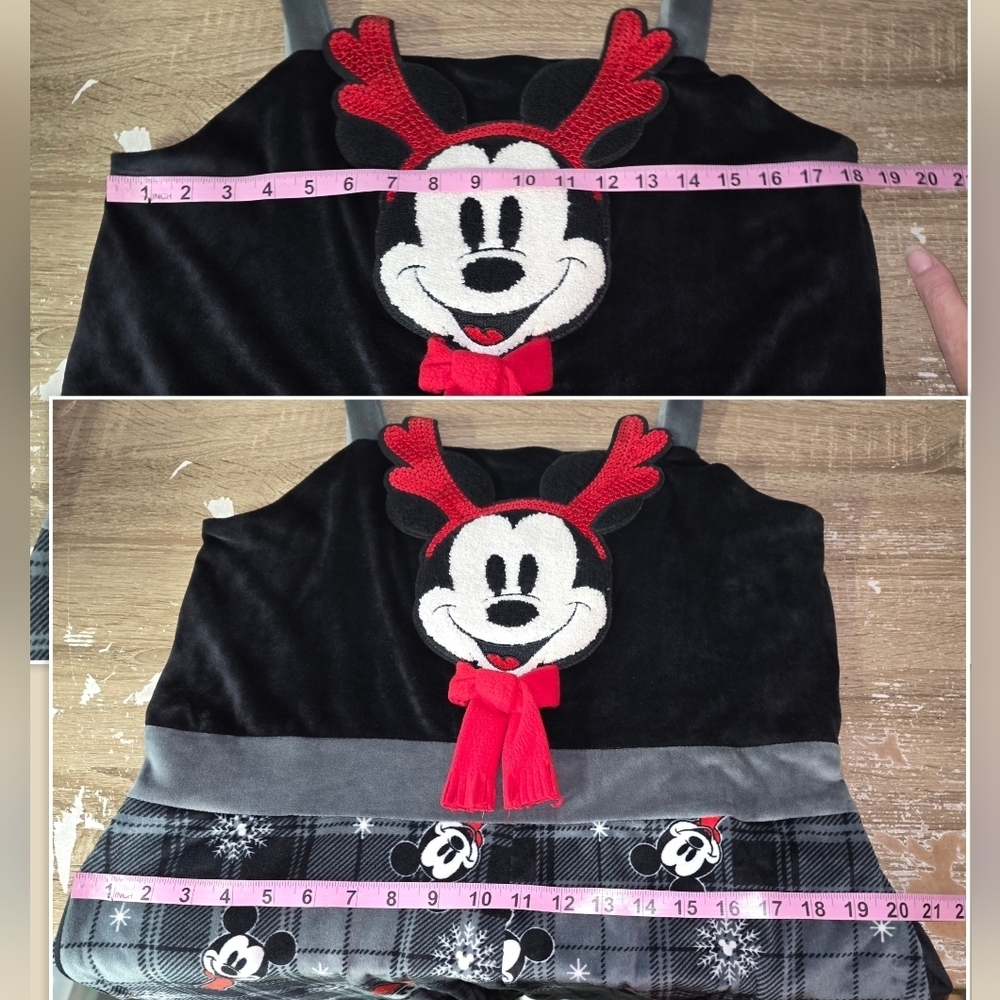 Disney Christmas Mickey Mouse Velour Jumpsuit PJ Pajama Overalls Junior's XL - Picture 9 of 10